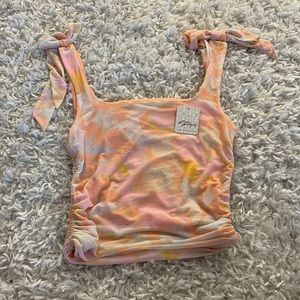 Free People Mesh Ruched Tank Top Size Small